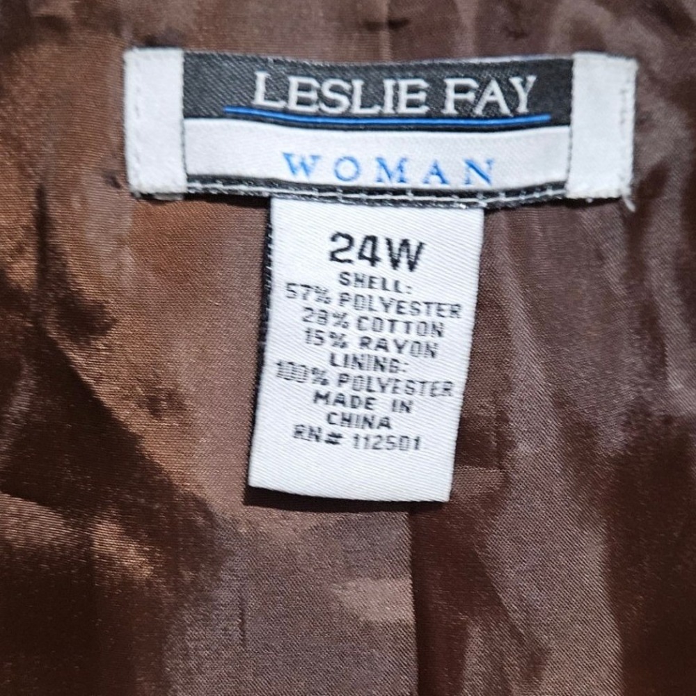 Leslie Fay Woman Floral Print Blazer Jacket Brown Red Green Women's Size 24W - Picture 8 of 10